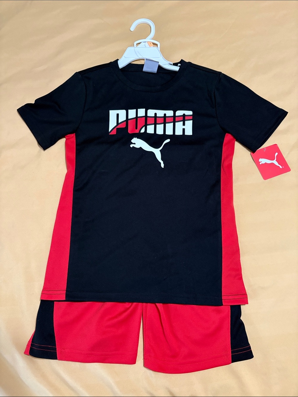 Puma Black & Red Boys' Performance Tee & Short Set